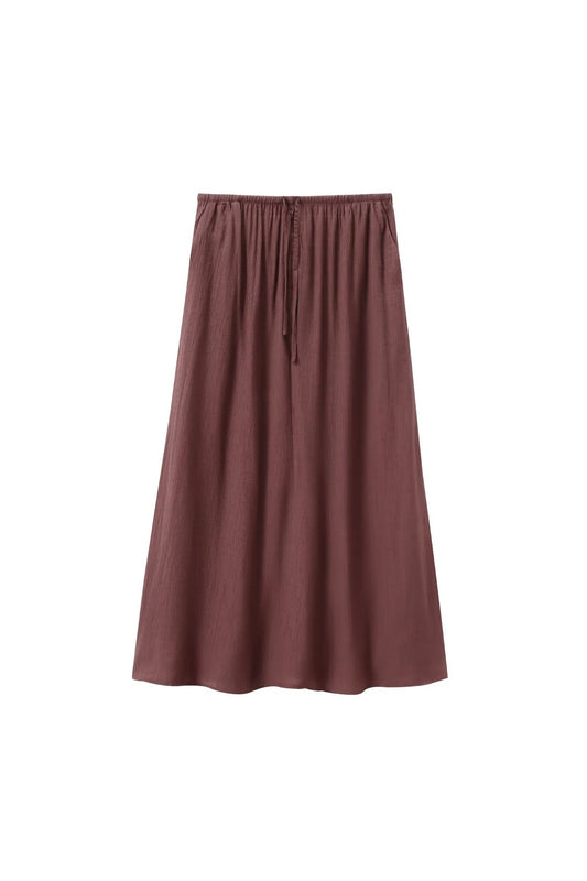 Lace Up Textured Vest Midi Skirt Set
