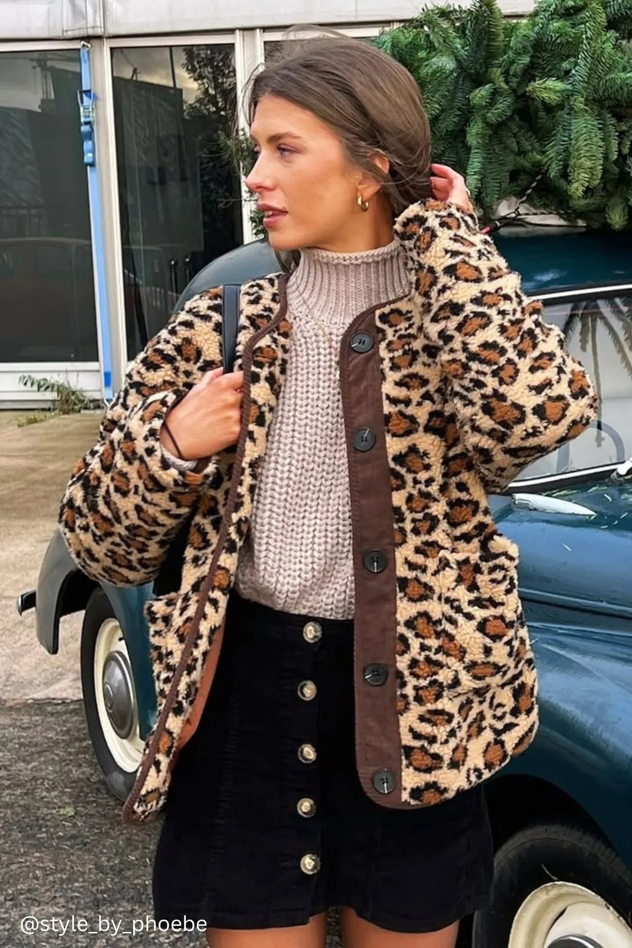 Leopard Print Button Down Coat