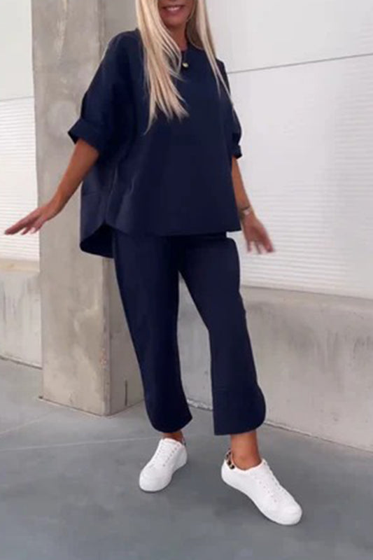 Long Sleeve Pullover Harem Pants Set
