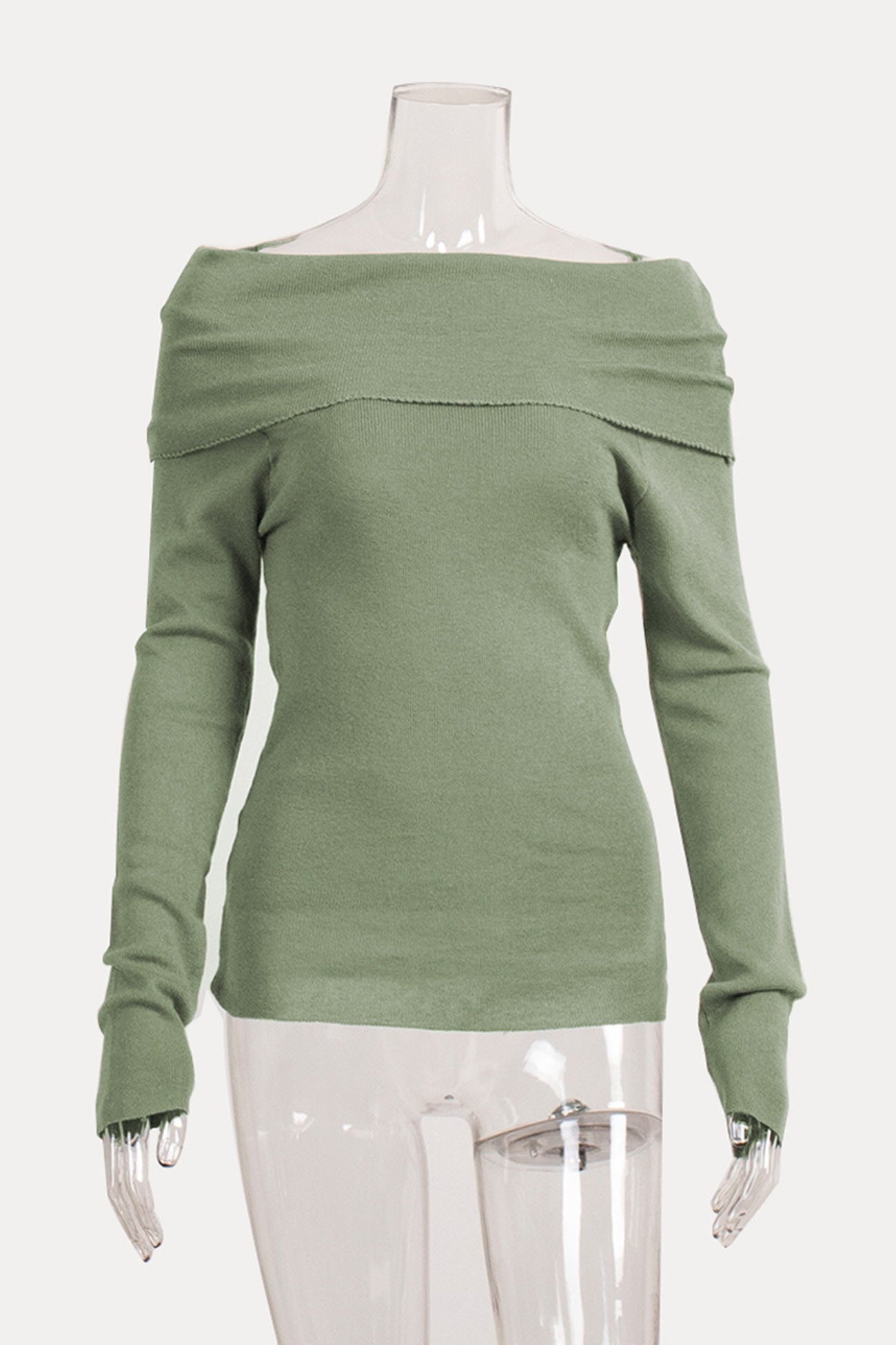 Off-shoulder Long Sleeve Knit Top