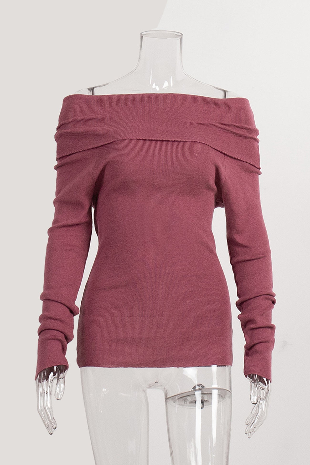 Off-shoulder Long Sleeve Knit Top