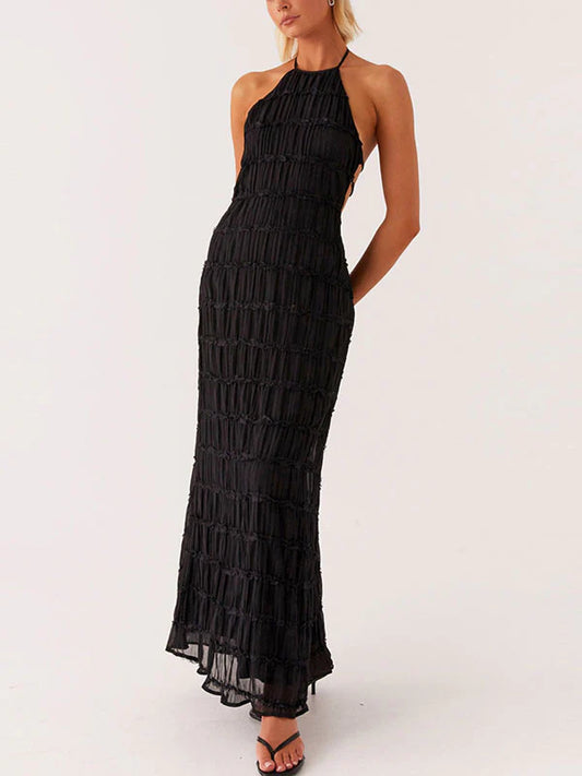 Ruched Halterneck Maxi Dress