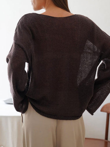 Sheer Mesh Long Sleeve Knit Top
