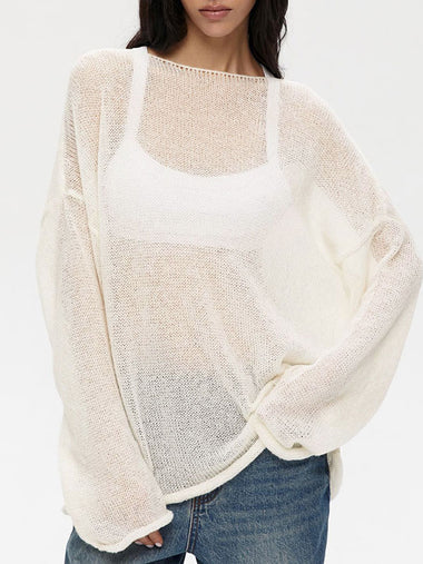 Sheer Mesh Long Sleeve Knit Top