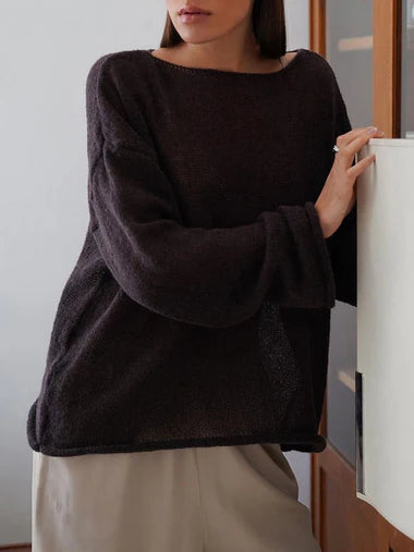 Sheer Mesh Long Sleeve Knit Top