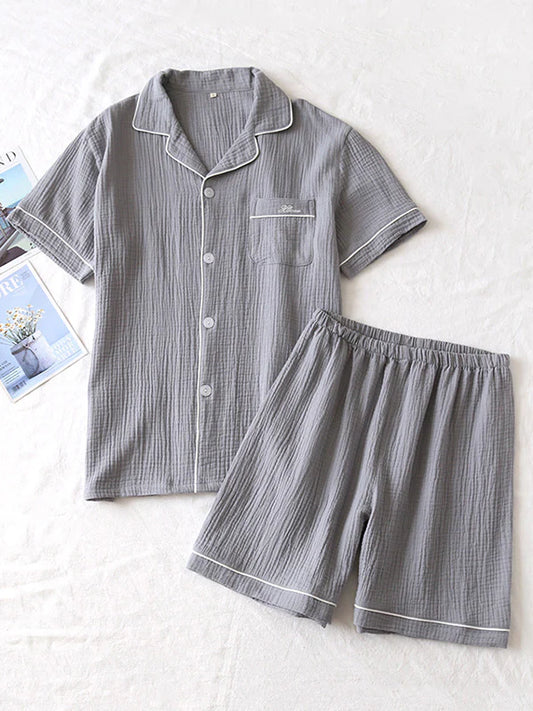 Ossaso Simple Cotton Couple Pajama Set