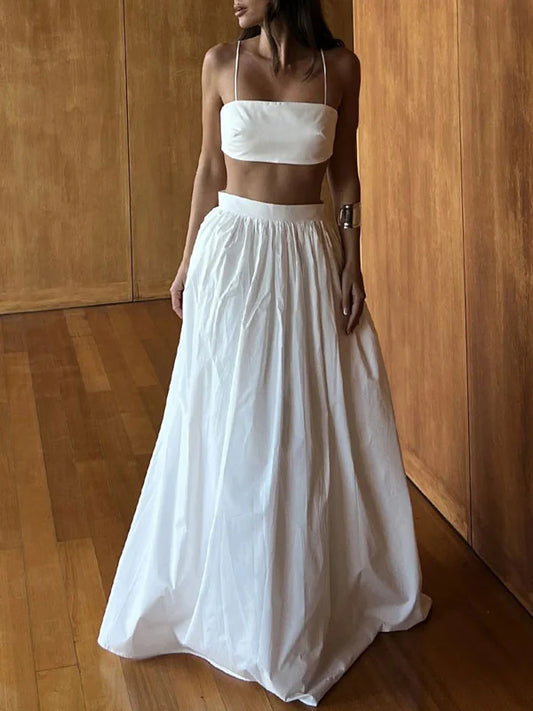 Spaghetti Strap Crop Top & Maxi Skirt Set
