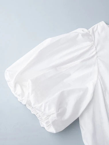 Summer Puff Sleeve Maxi White Dress