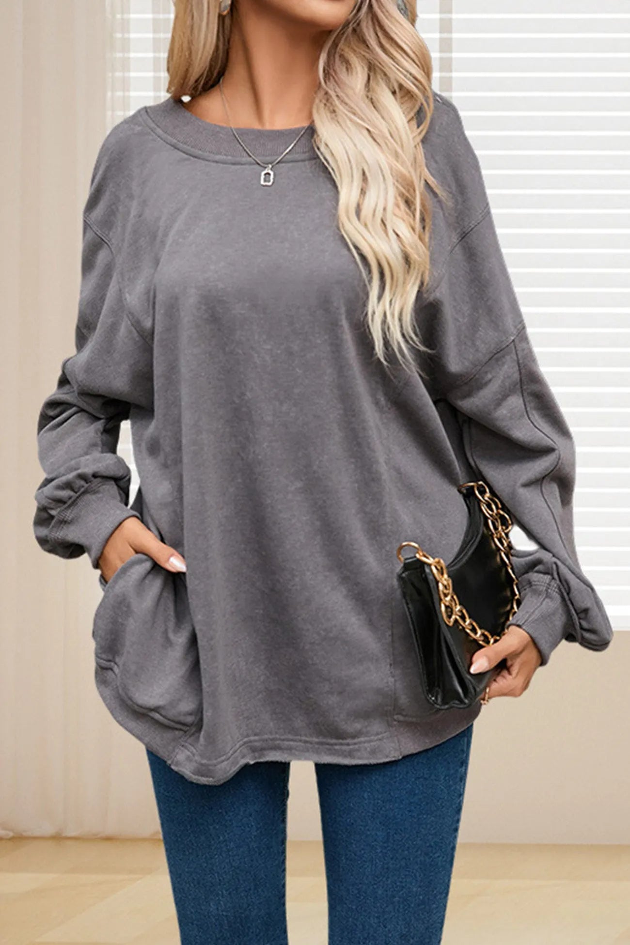 Twisted-back Pocketed Ribbed Top