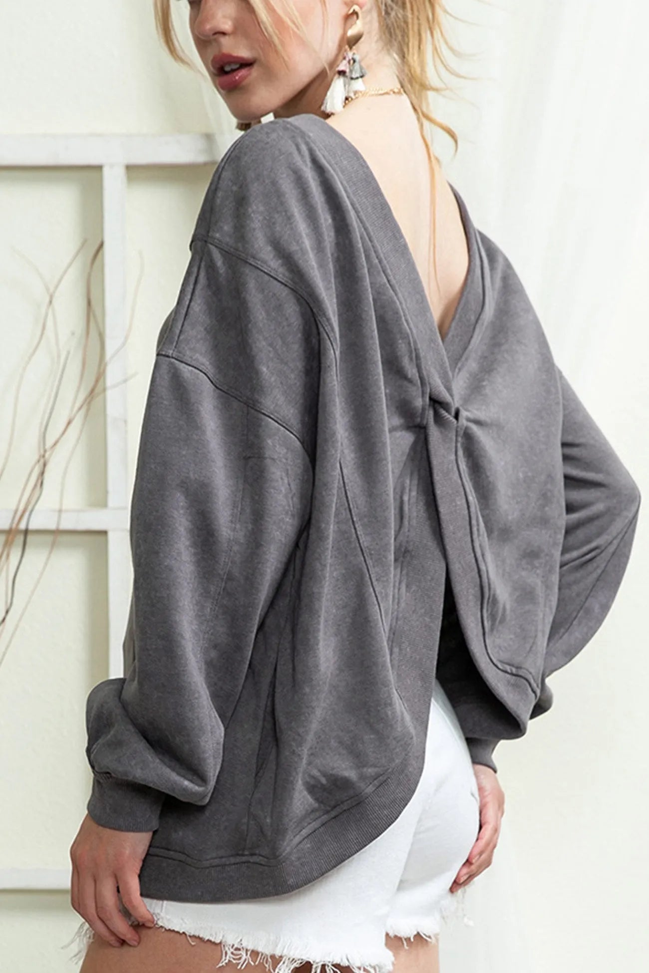 Twisted-back Pocketed Ribbed Top