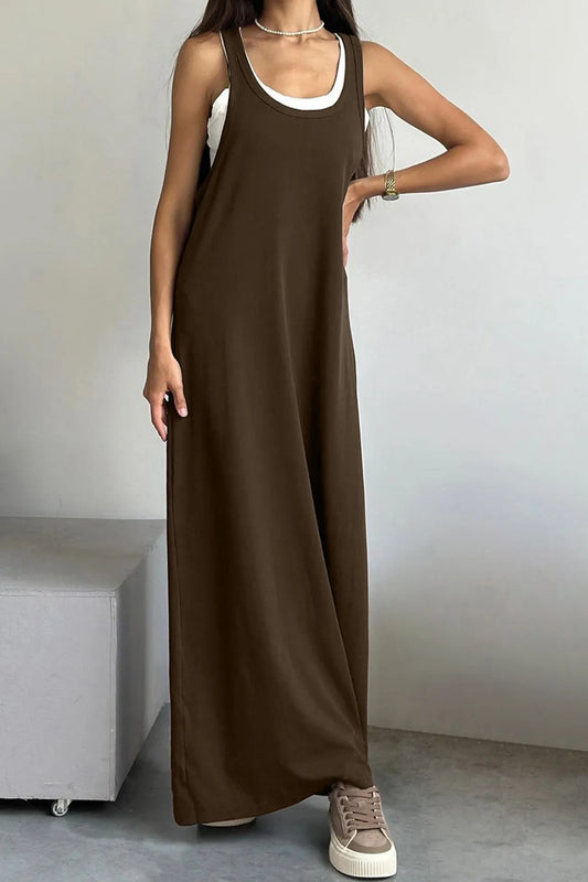 White Knit Tank Solid Sundress Two-piece Outfits