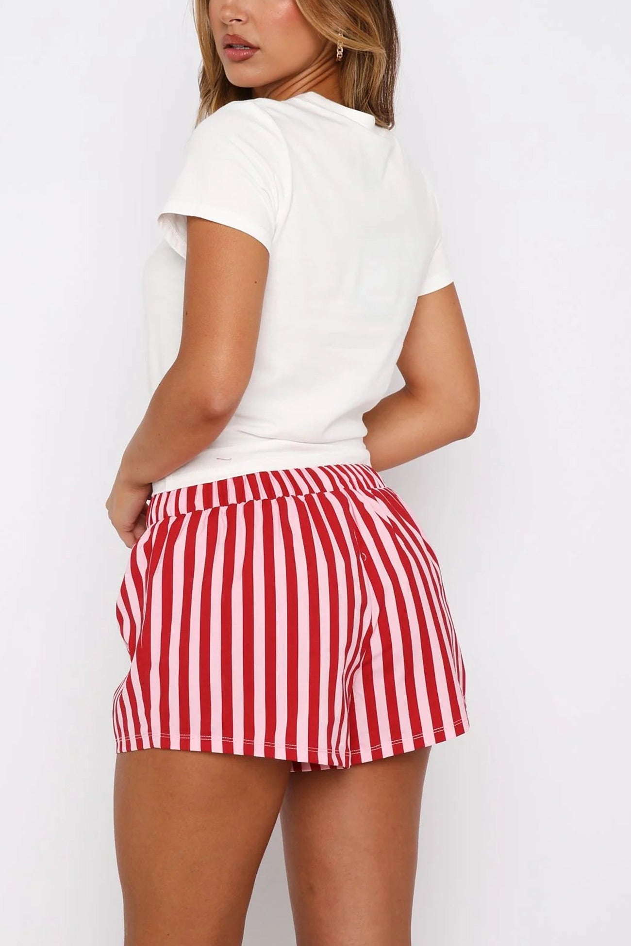 Printed Crew Neck T Shirt Shorts Set