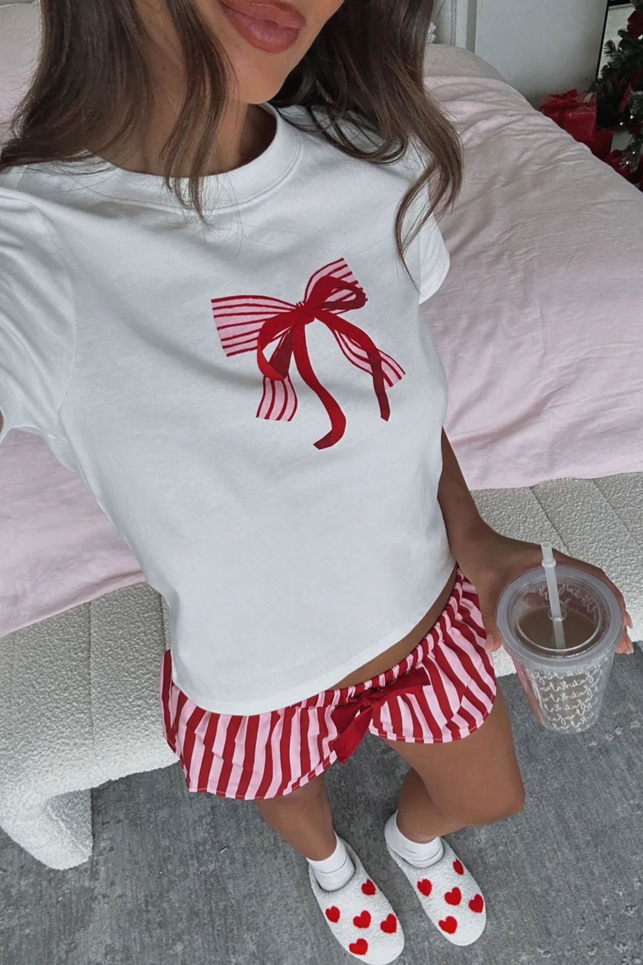 Printed Crew Neck T Shirt Shorts Set