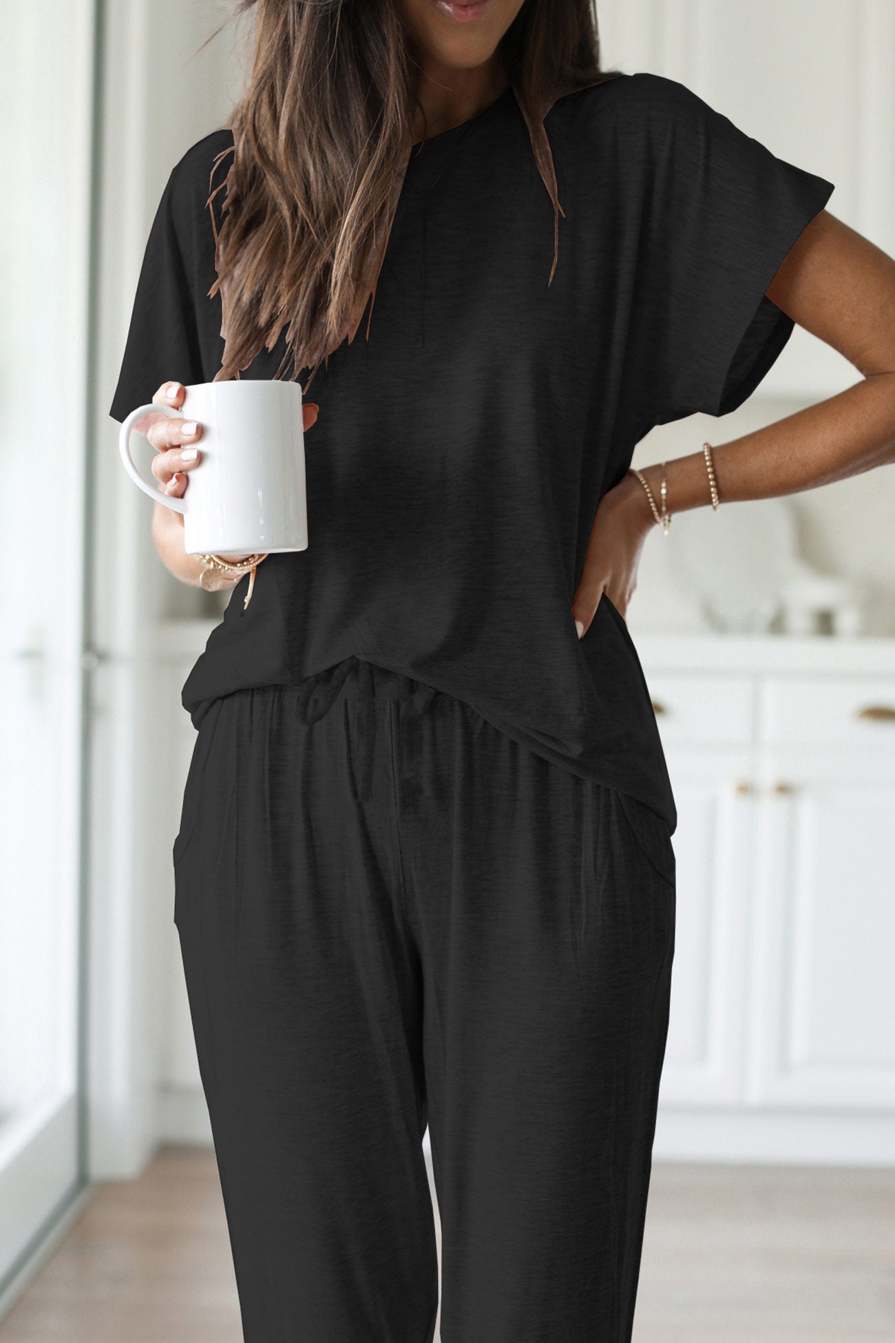 Short Sleeve T Shirt Sweatpants Set