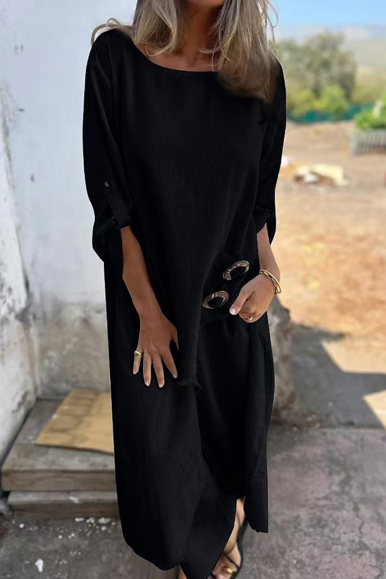 Raw Edge Long Tops Two Piece Pants Set
