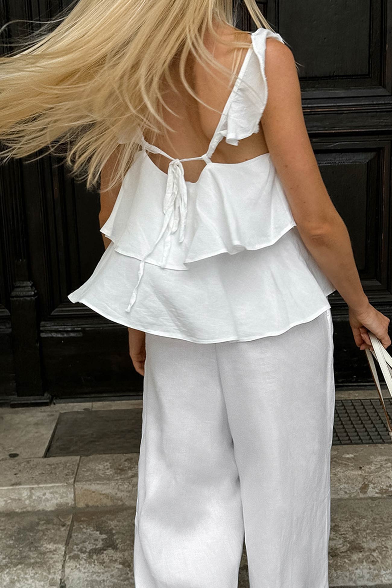 Ruffle Tie Up Cotton Vest Set