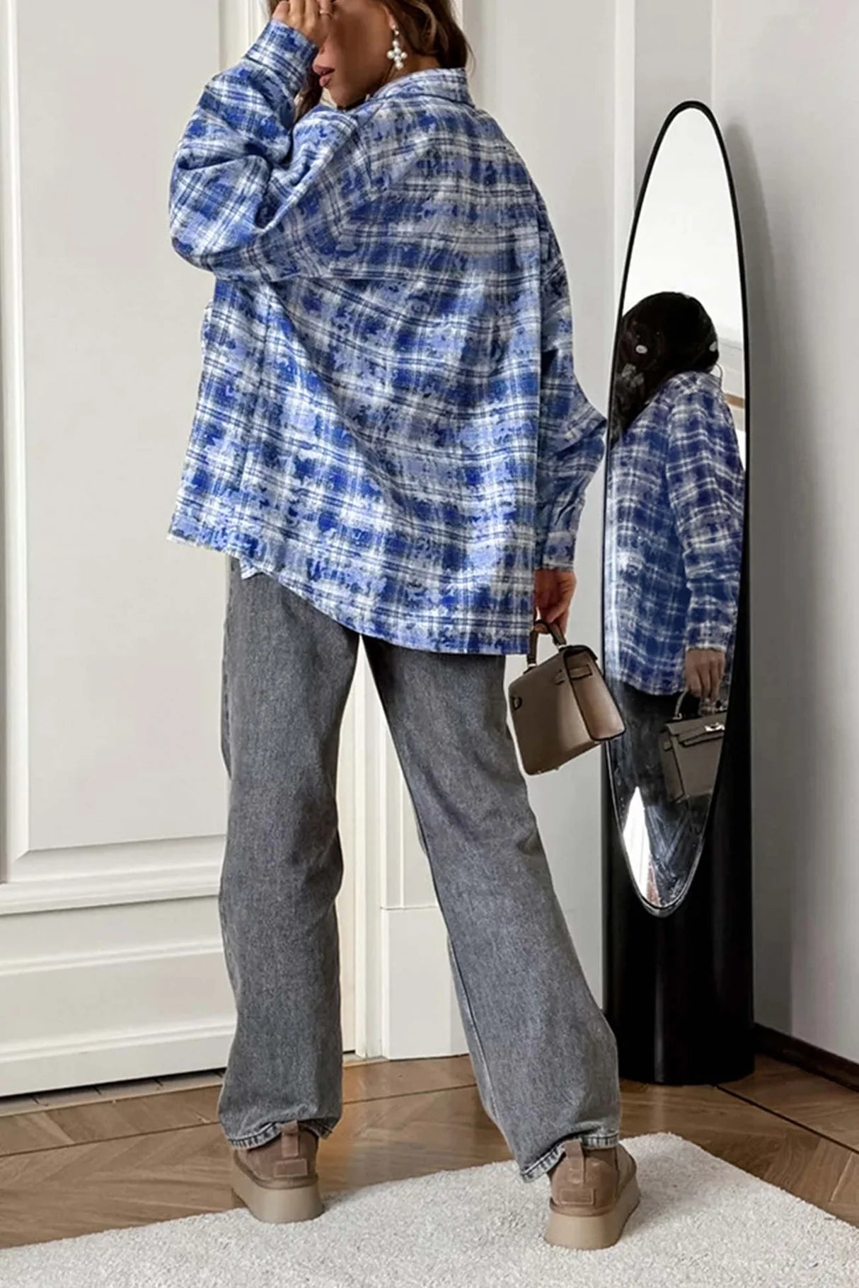 Vintage Plaid Oversized Blouses