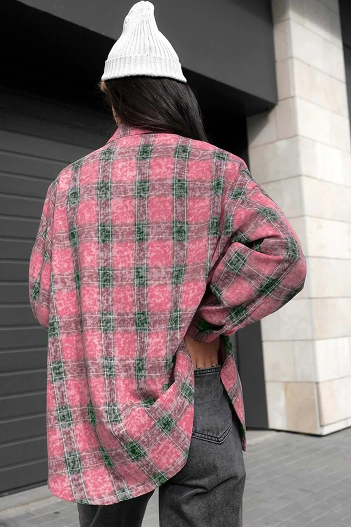 Vintage Plaid Oversized Blouses