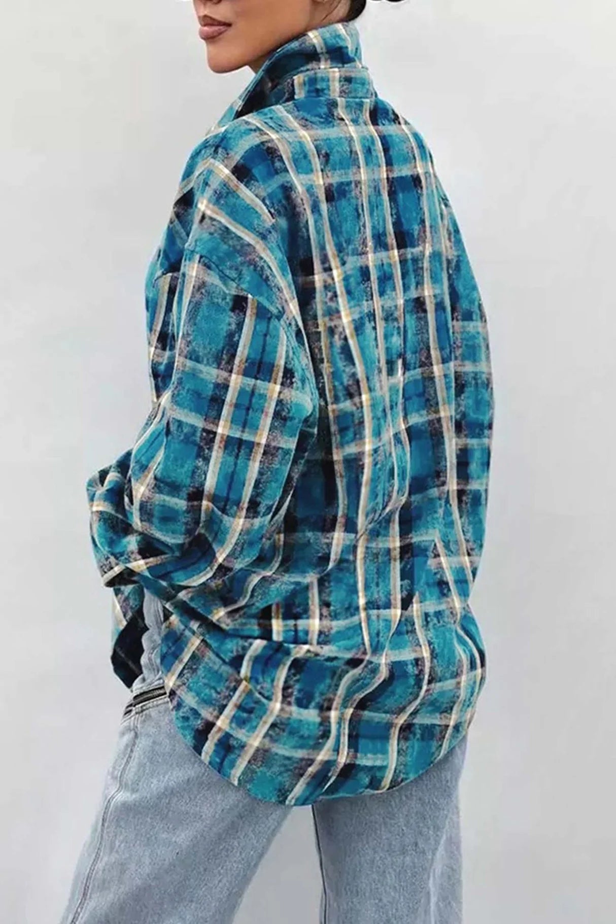 Vintage Plaid Oversized Blouses