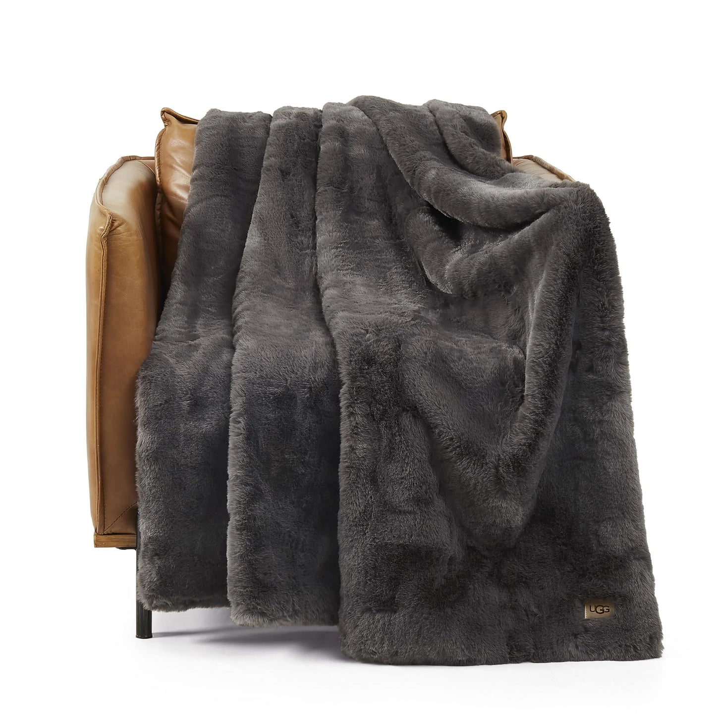 UGG Euphoria Faux Fur Throw Blanket - Charcoal 50" x 70"