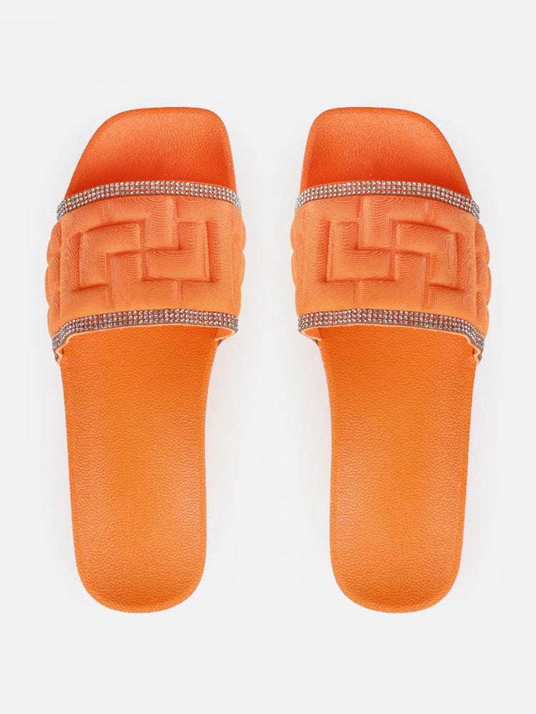 Wide Strap Rhinestone Sandals